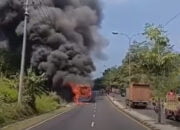 Bus Pariwisata BlueStar Terbakar di Salatiga, Kerugian Rp 500 Juta
