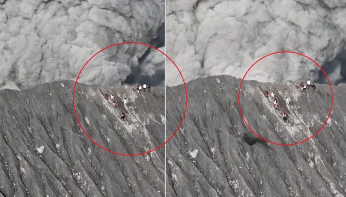 Ngeri! Pendakian Nekat di Gunung Dukono Saat Erupsi Hebat Terekam Kamera Drone