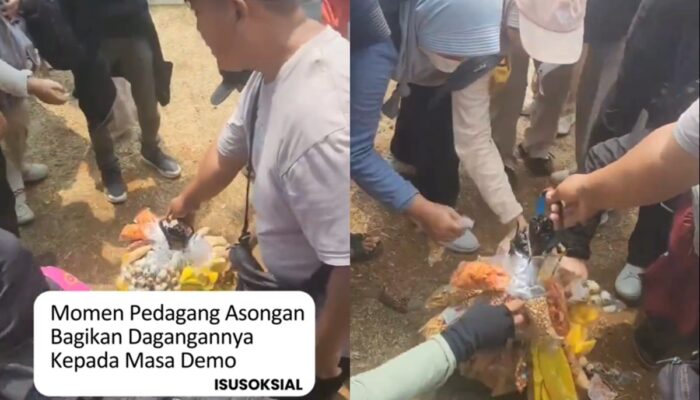 Viral Pedagang Asongan Gratiskan Dagangan di Tengah Demo, Netizen Terharu