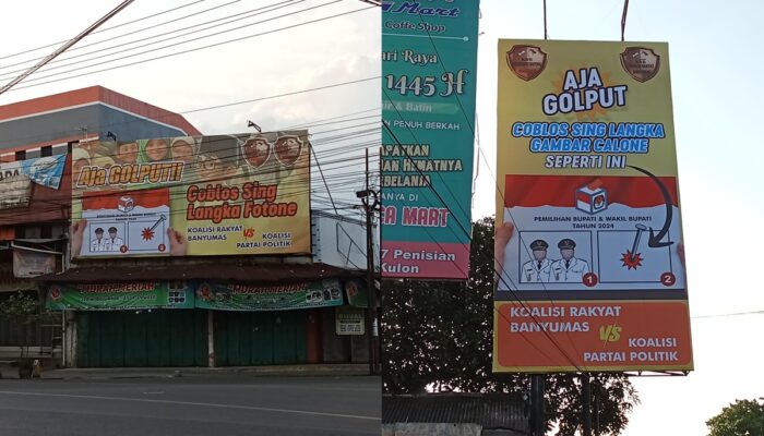 Kampanye Kotak Kosong Semakin Populer: Koalisi Rakyat Banyumas Pasang Baliho di Purwokerto