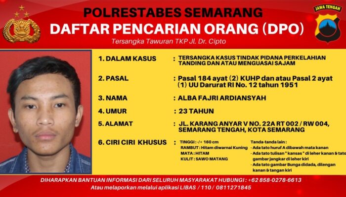 Sosok Alba Fajri, Pentolan Gangster di Semarang Yang Kini Diburu Polisi